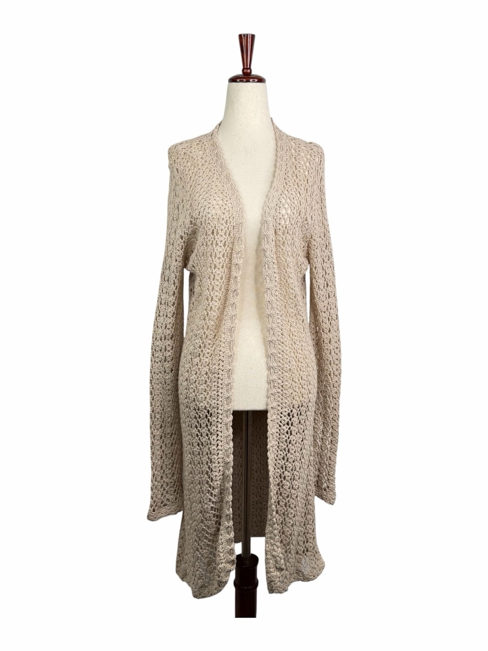 Spiegel Vintage Crochet Sweater Knit Open Cardigan Duster Boho Chic Festival L